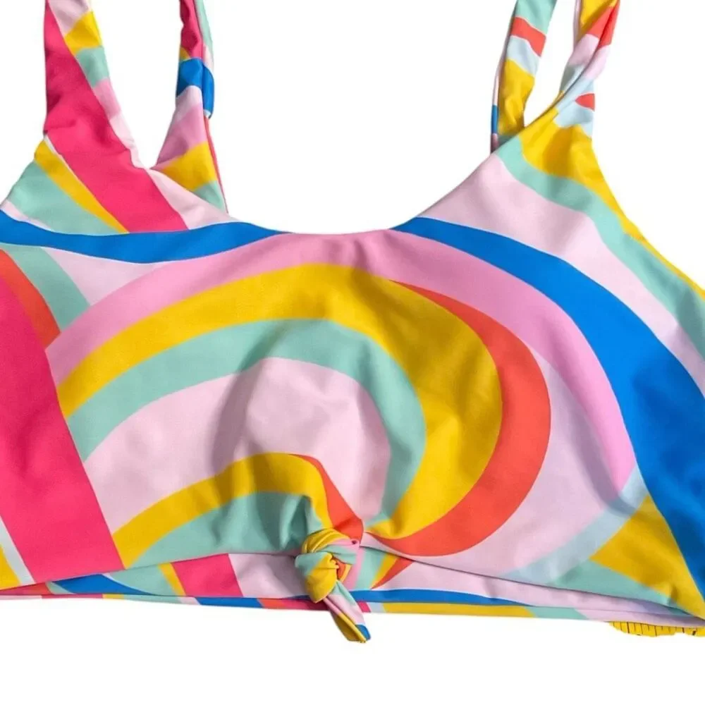 New Womens Zaful Two Piece High Waisted Tankini Bikini Swimsuit Multicolor -L(8)